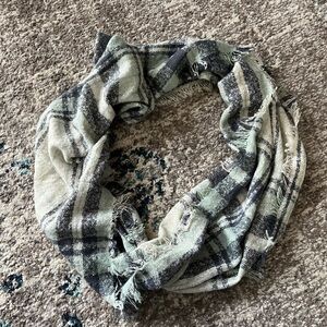 Green and Gray Plaid Wraparound Scarf